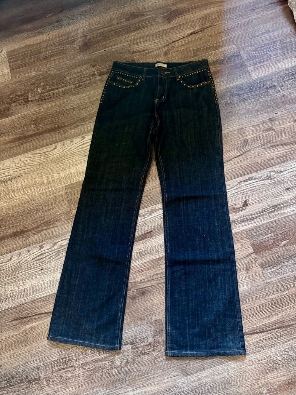 Fylo Dark Wash Bootcut Jeans with Studded Detail Sz 8